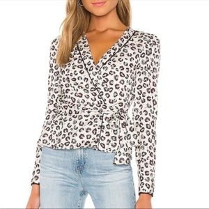 Bailey 44 Marguerite Leopard Print Wrap Top In Creme Fraiche Size 4